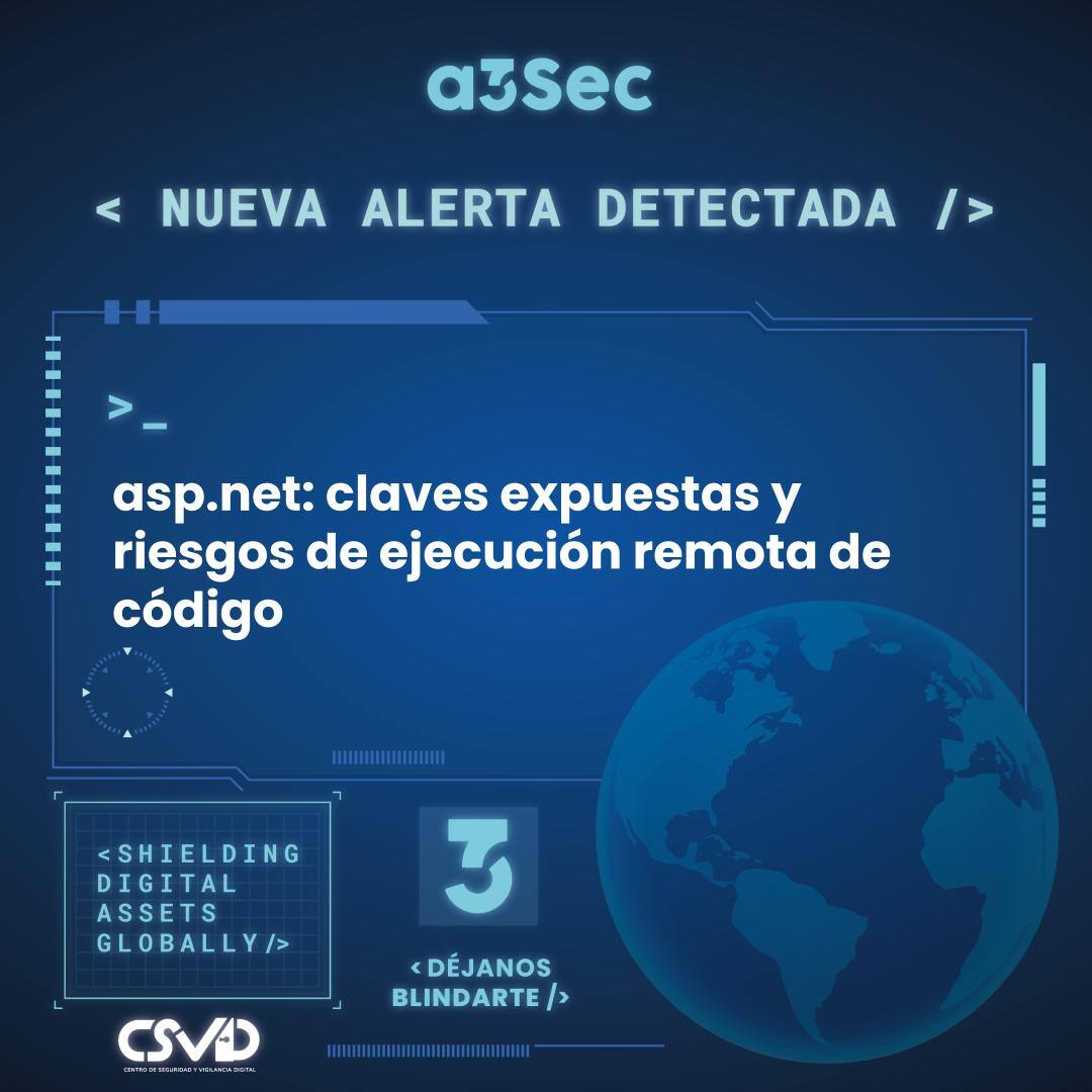 asp.net: claves expuestas y riesgos de ejecucion remota de codigo