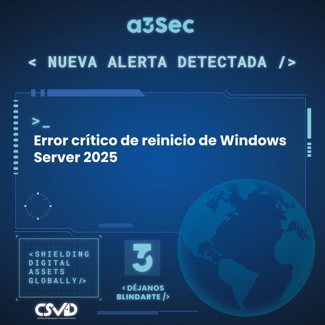 Error crítico de reinicio de Windows Server 2025