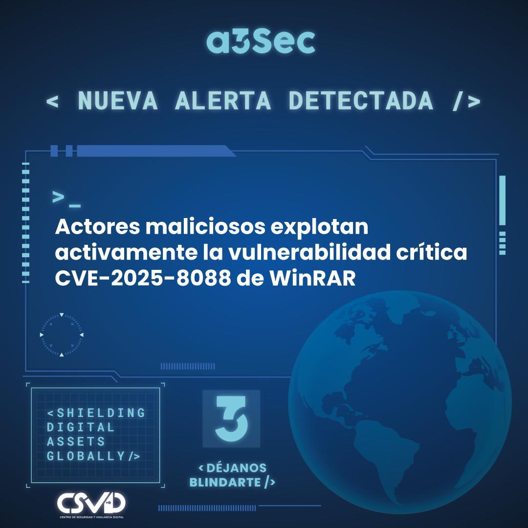Actores maliciosos explotan activamente la vulnerabilidad crítica CVE-2025-8088 de WinRAR