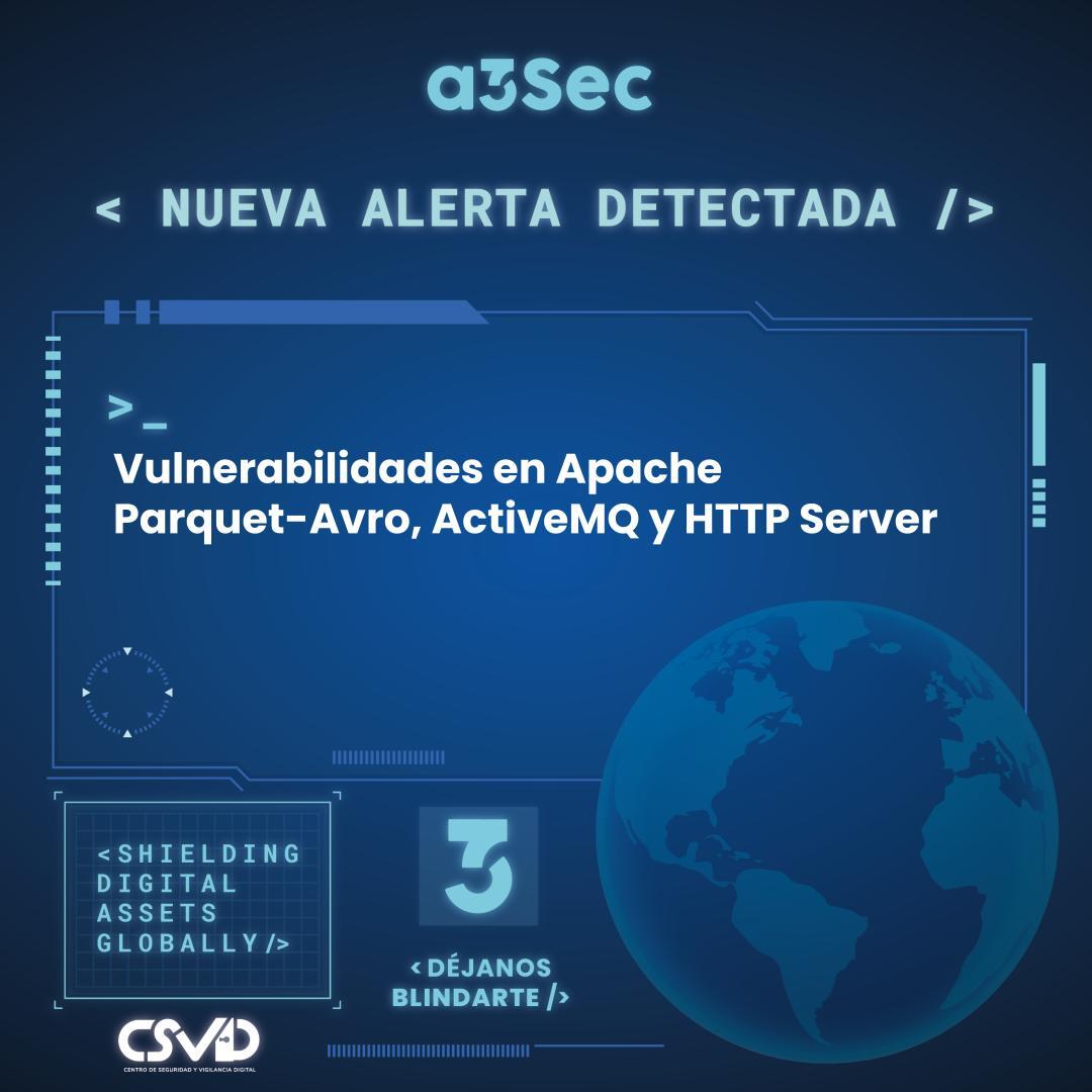 Vulnerabilidades en Apache Parquet-Avro, ActiveMQ y HTTP Server